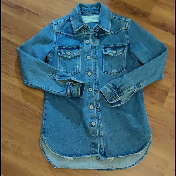 Authentic Off white floral print denim jacket - Picture 6 of 10